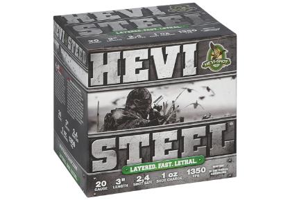 HEVI-SHOT Ammunition HEVI-STEEL 20 Gauge 3" 1 OZ #2 & #4 STACK (25)