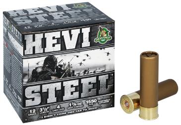 HEVI-SHOT Ammunition HEVI-STEEL 12 Gauge 3-1/2" 1-3/8 OZ #4 (25)