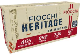 FIOCCHI AMMO 455 WEBLEY HERITAGE 262 GR LRN 850 FPS (50)