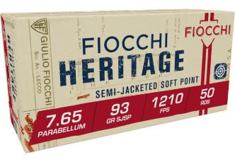 FIOCCHI AMMO 30 LUGER/7.65 HERITAGE 93 GR SJSP 1210 FPS (50)