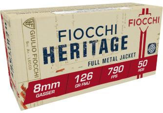 FIOCCHI AMMO 8MM GASSER HERITAGE 126 GR FMJ 790 FPS (50)
