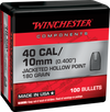 Winchester 40 Cal 180gr Jacketed Hollow Point Component Bullets - 100 Count