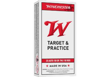 WINCHESTER AMMO 25 AUTO USA TARGET FMJ 50 GR