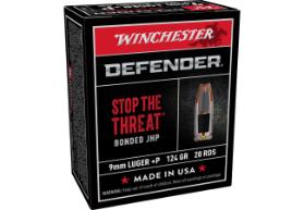 WINCHESTER AMMO 9MM +P DEFENDER BONDED JHP 124 GR