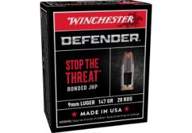 WINCHESTER AMMO 9MM DEFENDER BONDED JHP 147 GR