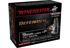 WINCHESTER AMMO 9MM LUGER +P DEFENDER BONDED JHP 147 GR