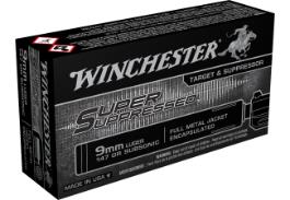WINCHESTER AMMO 9MM SUPER SUPRESSED FMJE 147 GR SUBSONIC