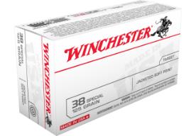 WINCHESTER AMMO 38 SPECIAL USA TARGET JSP 125 GR