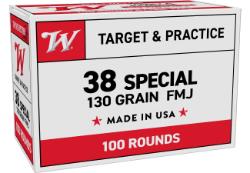 WINCHESTER AMMO 38 SPECIAL USA TARGET FMJ 130 GR 100 ROUNDS