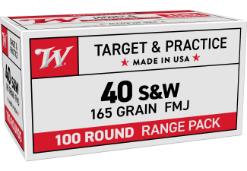 WINCHESTER AMMO 40 S&W USA TARGET FMJ 165 GR - 100 ROUNDS