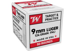 WINCHESTER AMMO 9MM LUGER FMJ USA 124 GR