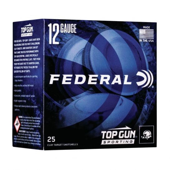 Federal Top Gun Target Shotshell 12 Ga 2-3/4 1oz 1300 FPS 7.5 25 Round Box