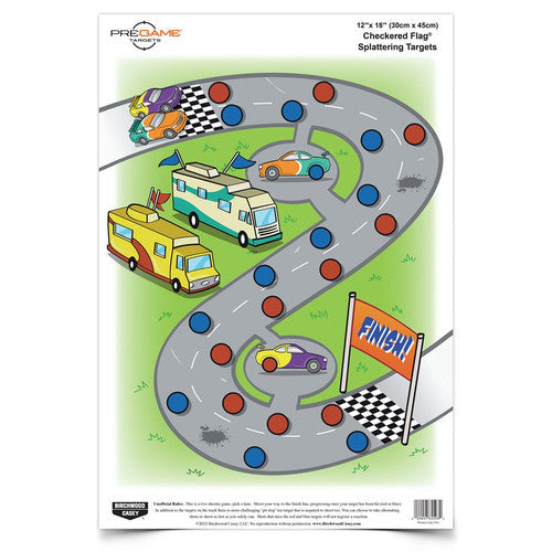 Birchwood Casey PREGAME 12" x 18" Checkered Flag Target – 8 Pack