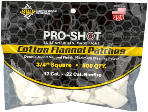 Pro-Shot 3/4" Square Cleaning Patches - .17-.22 Cal. Rimfire - 500 Count