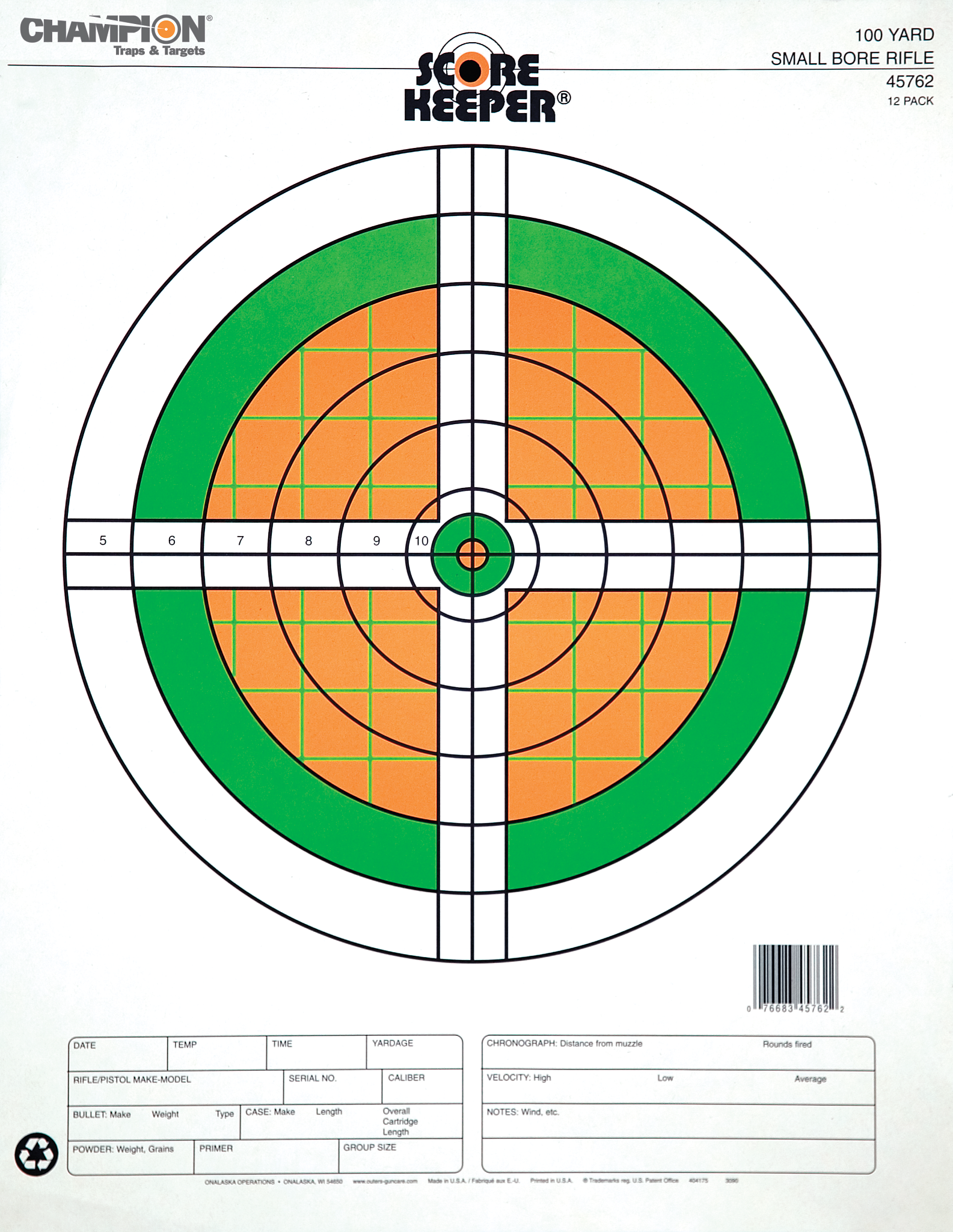 Primos Score Keeper® Fluorescent Orange & Green Bull Targets - 100 yd. Rifle Sight-In / 12