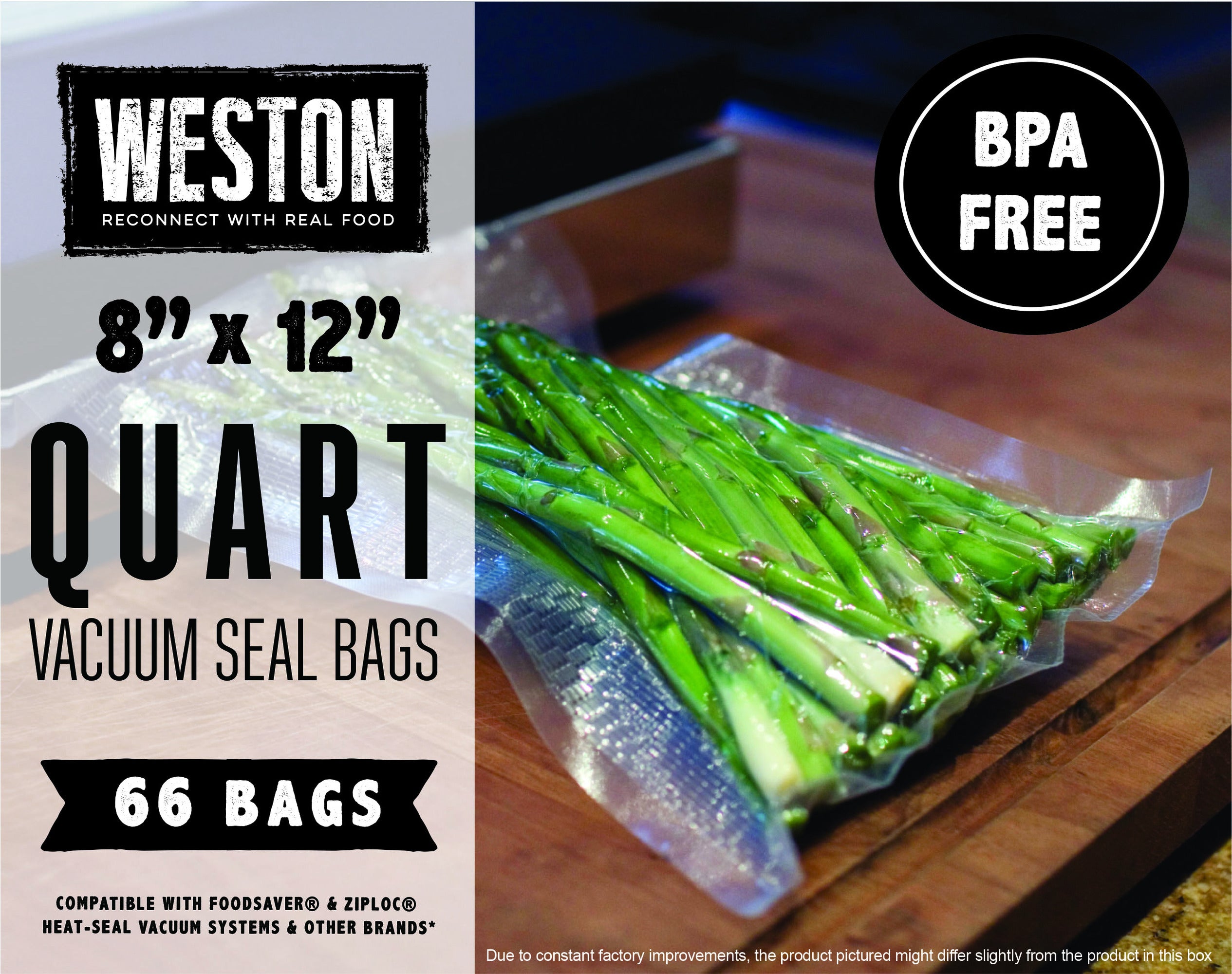 Weston Vacuum Sealer Bags 8 x 12 (Quart), 66 Count