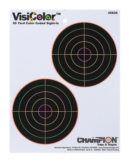 Champion VisiColor 5" Double Bullseye Target – 10 Pack