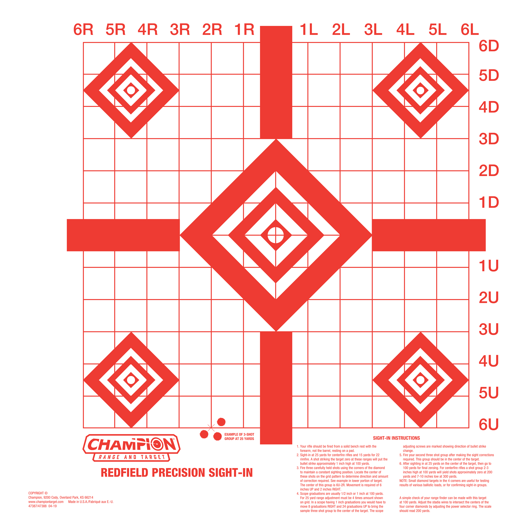 Primos Redfield Sight-In Targets - Red Field Sight-In 10/Pk
