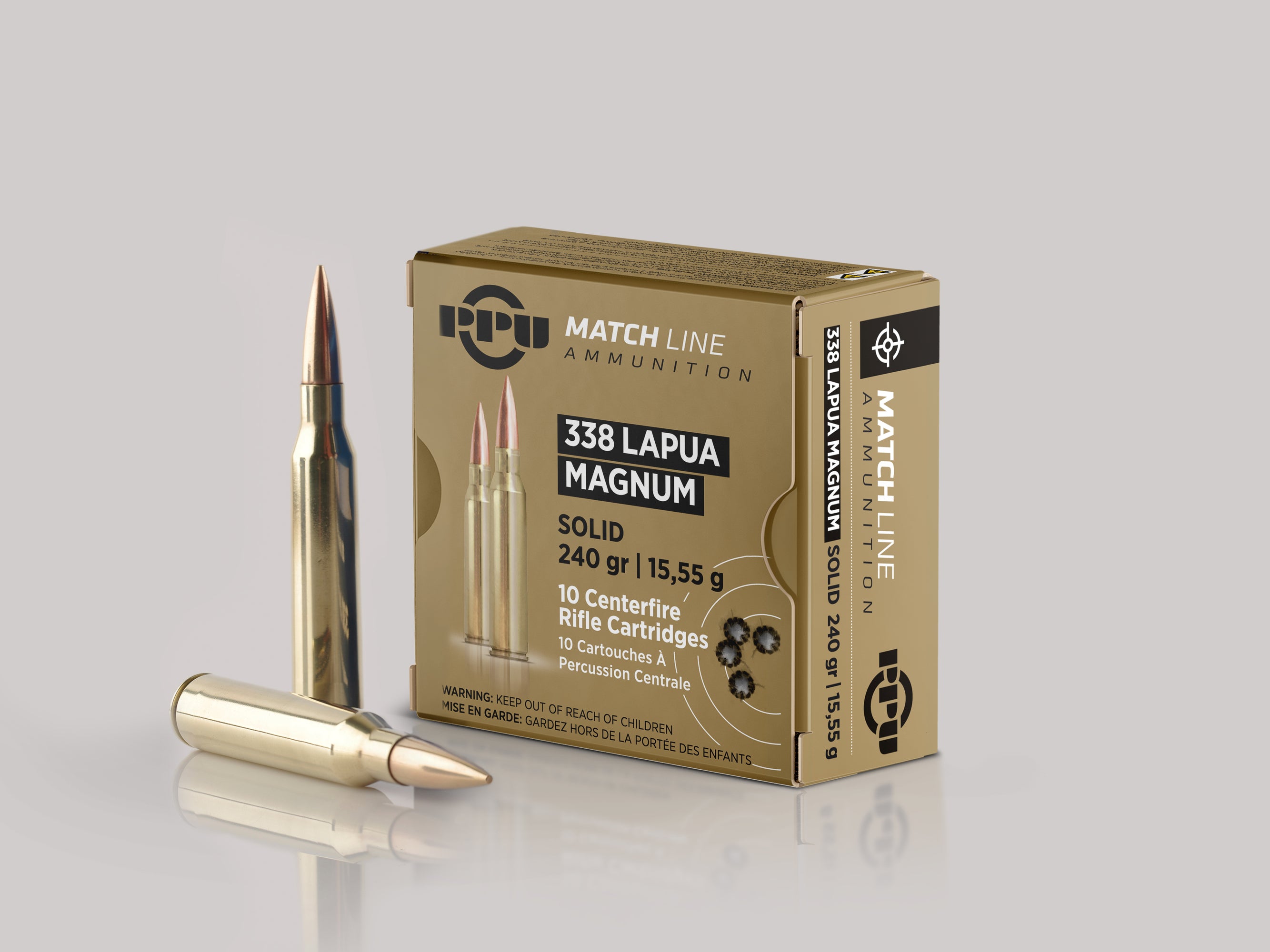 PPU Match Line, .338 Lapua Magnum, FMJ, 240 Grain, 10 Rounds