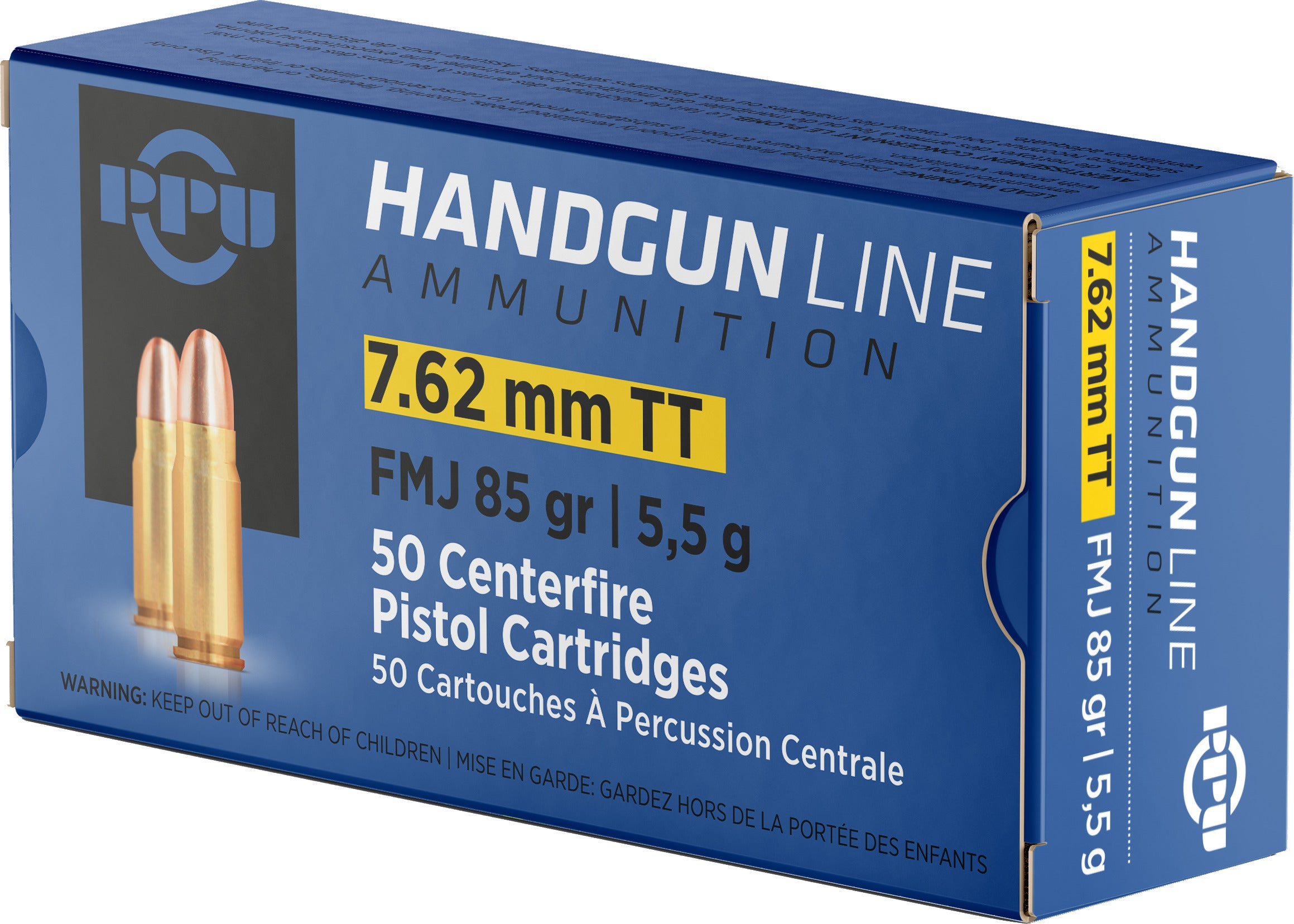 PPU PPH7TF Pistol Ammo 7.62 Tokarev FMJ 85 gr.