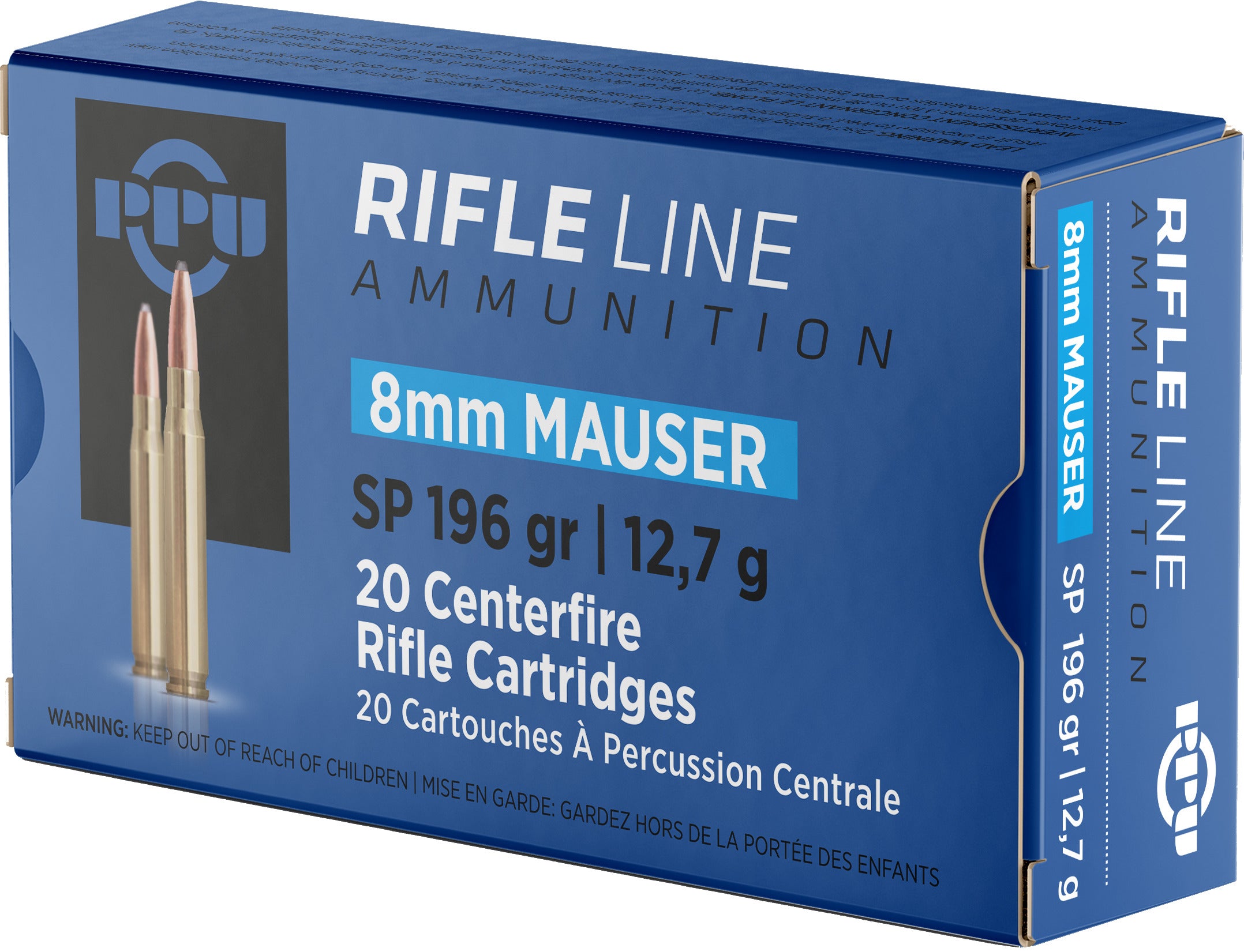 PPU - 8mm Mauser (8x57mm JS Mauser - 323 Dia) - 196 Gr - Rifle Line - Soft Point - 20ct