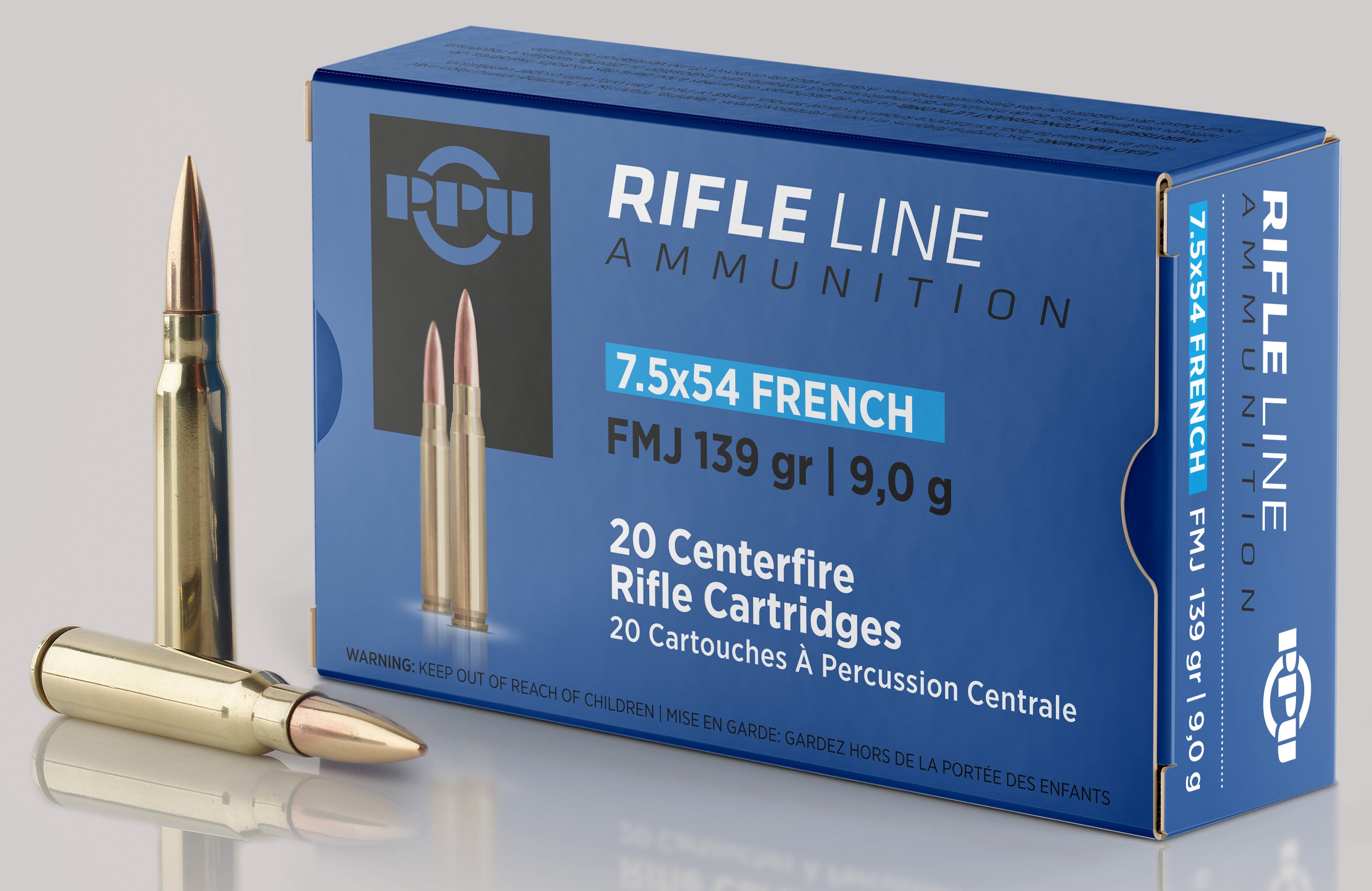 PPU, 7.5x54 French MAS, FMJ-BT, 139 Grain, 20 Rounds