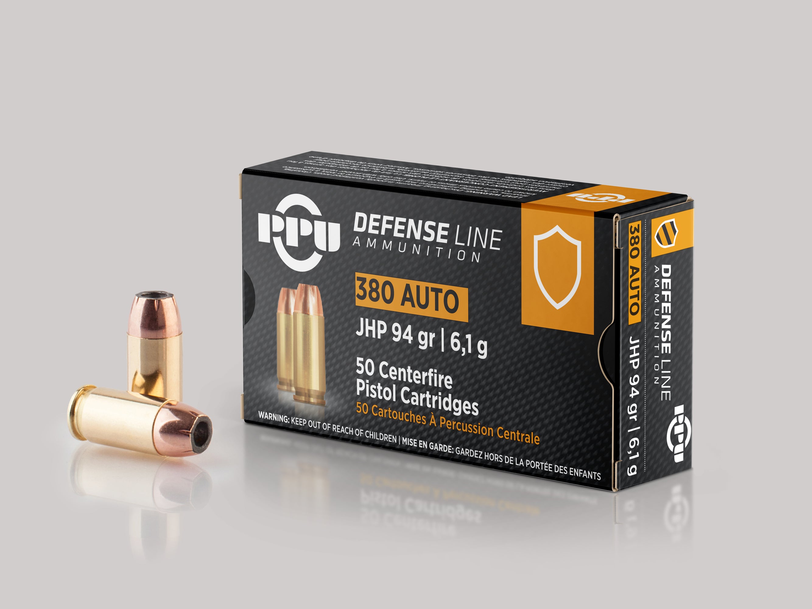 PPU Defensive Line, .380 ACP, JHP, 94 Grain, 50 Rounds