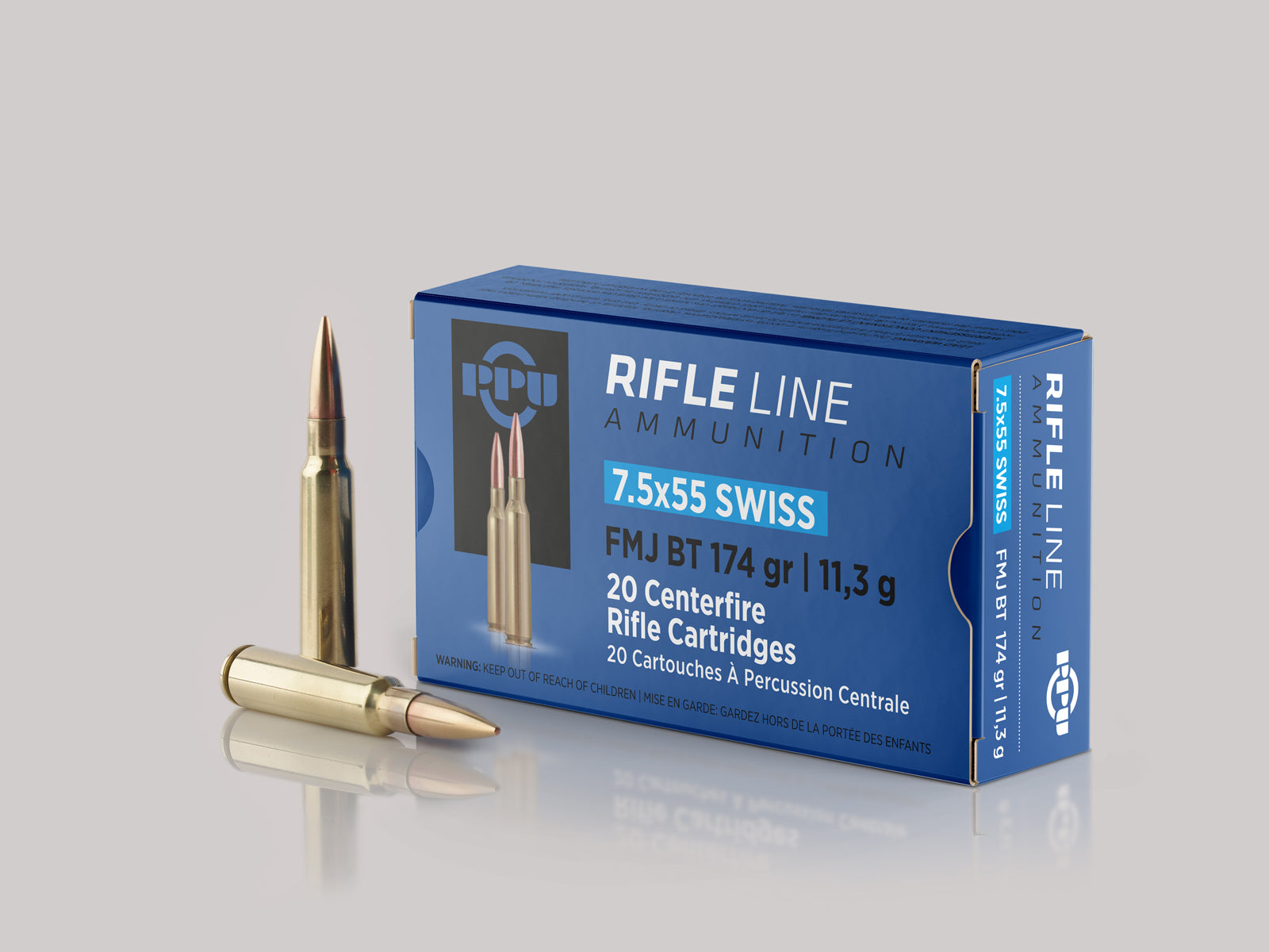 PPU PP7SS Rifle Ammo 7.5x55 Swiss SP 174 Gr 20 Rnd