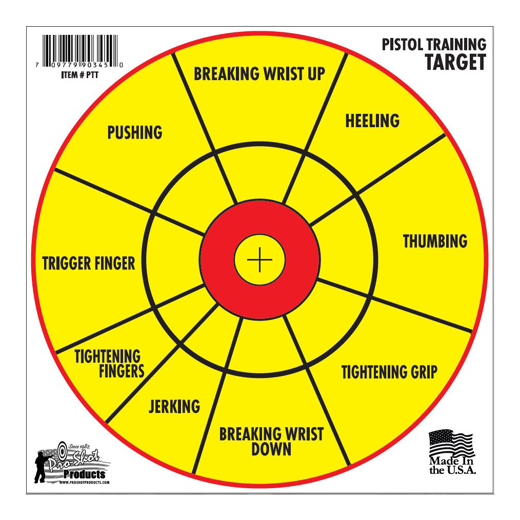 Pro-Shot PTT-6PK 12" Bullseye Pistol Diagnostic Training Target (Righ/Left-Hand) - 6 Pack