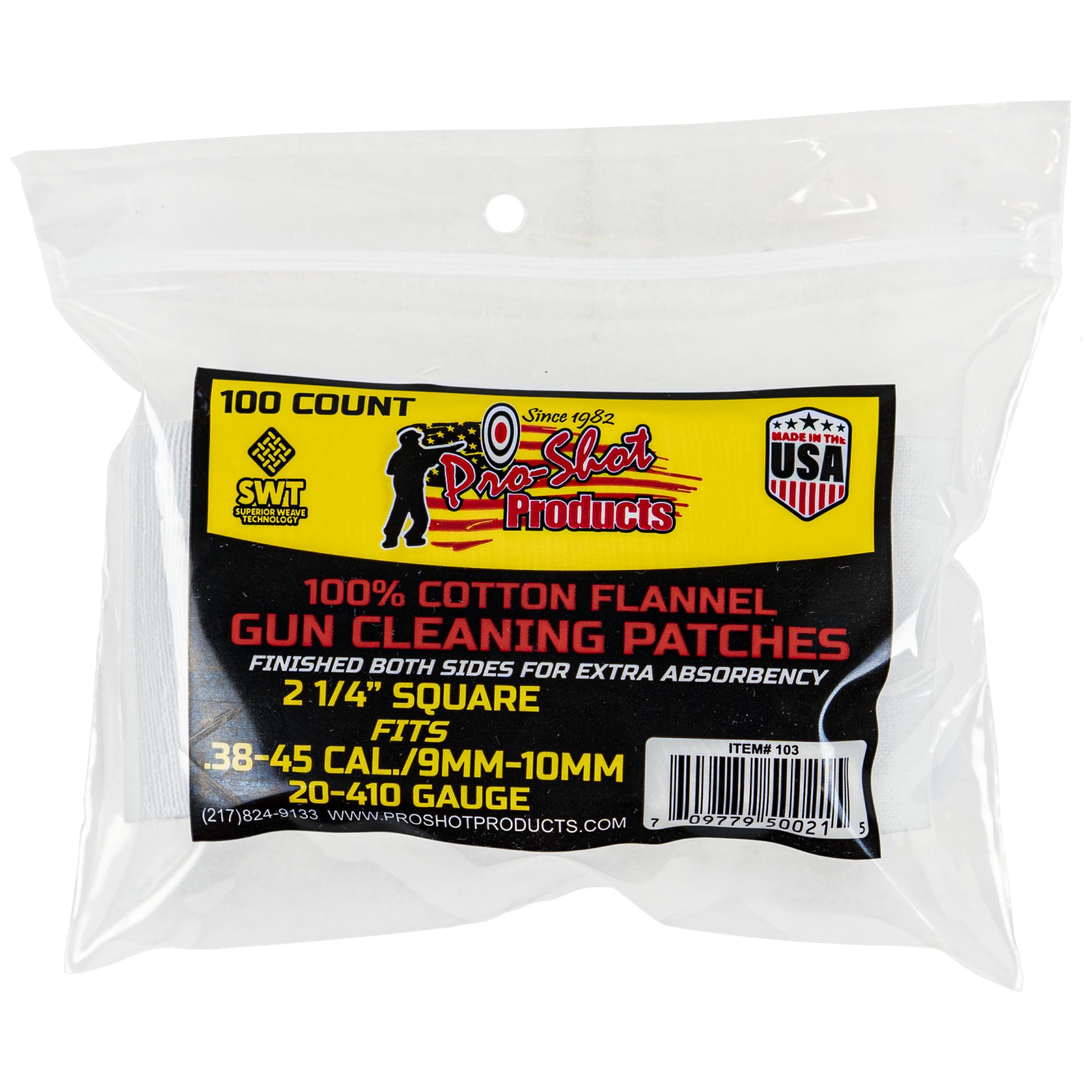 Pro-Shot 103 .38-.45 Cal./20-410Ga. 100CT. Patches