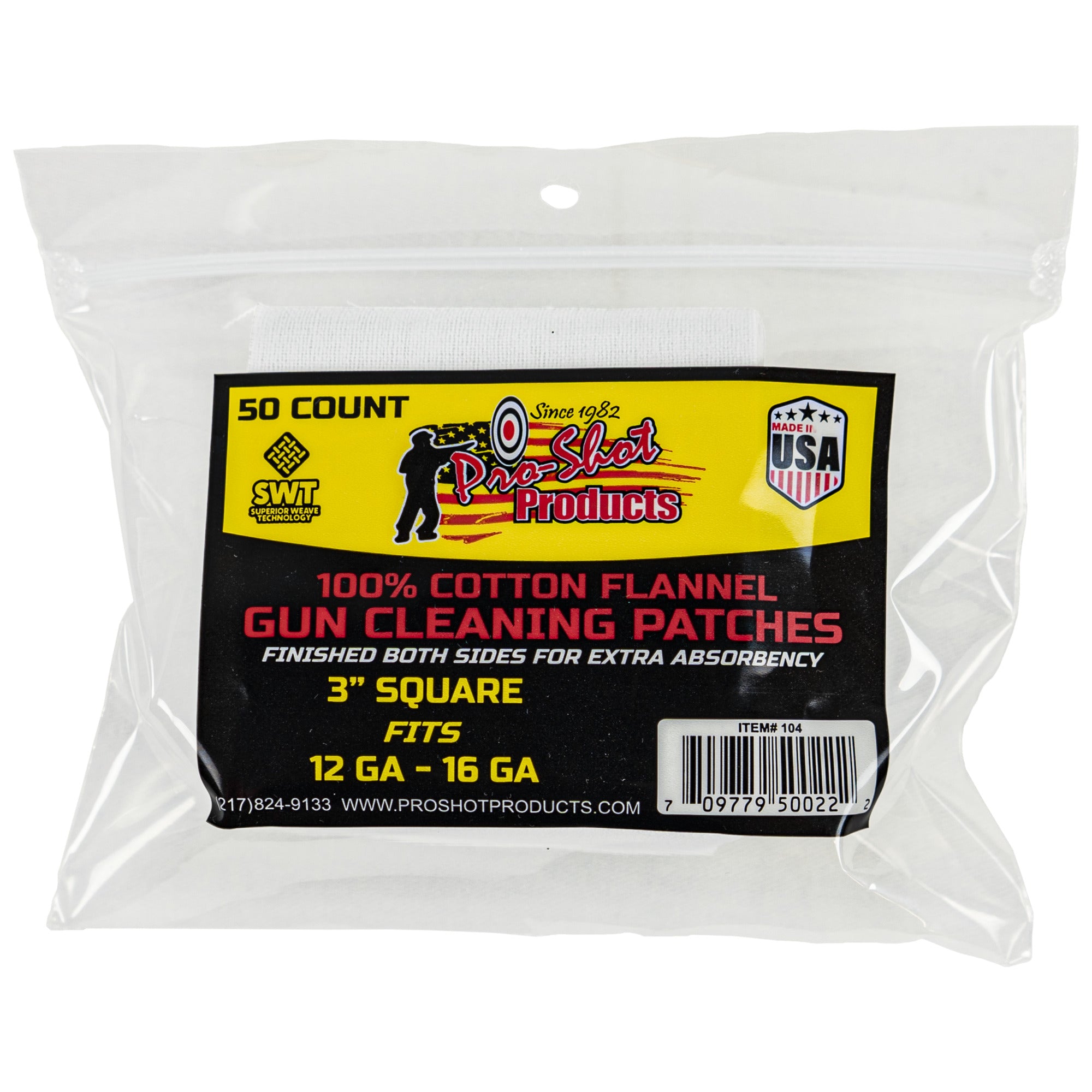 Pro-Shot 104 12-16 Ga. 50CT. Patches
