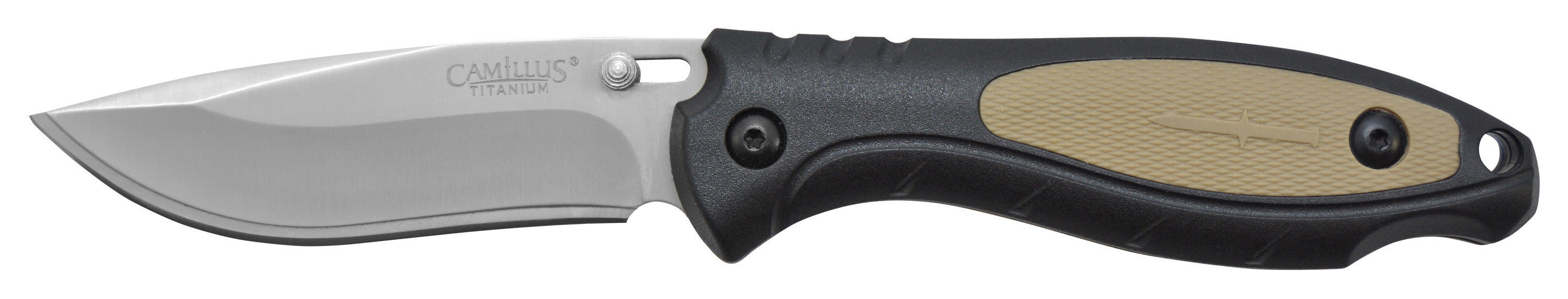 Camillus CAM-19132 Tiger Sharp Titanium Bonded 8.0 Fixed Blade Knife, 3.35" Blade, 1 Straight & 1 Serrated Replacement Blade