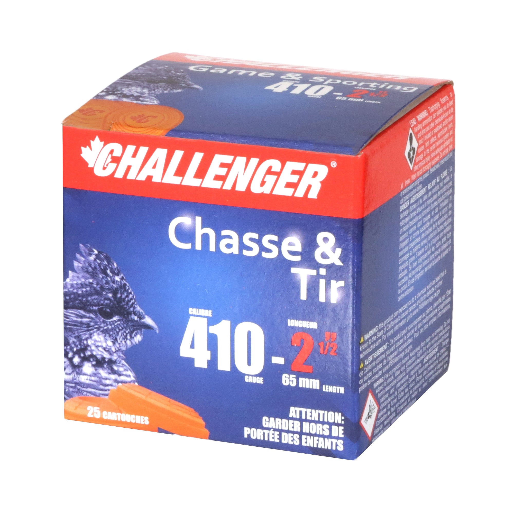 Challenger Ammo 10064 Standard 1006 Shotshell 410 GA 212 in No 4 12 oz 1200 fps 25 Rnd per Box