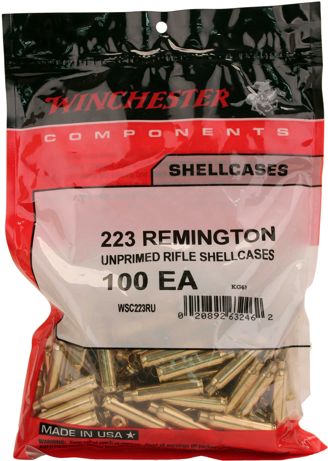 Winchester 223 Rem Unprimed Brass - 100 Count