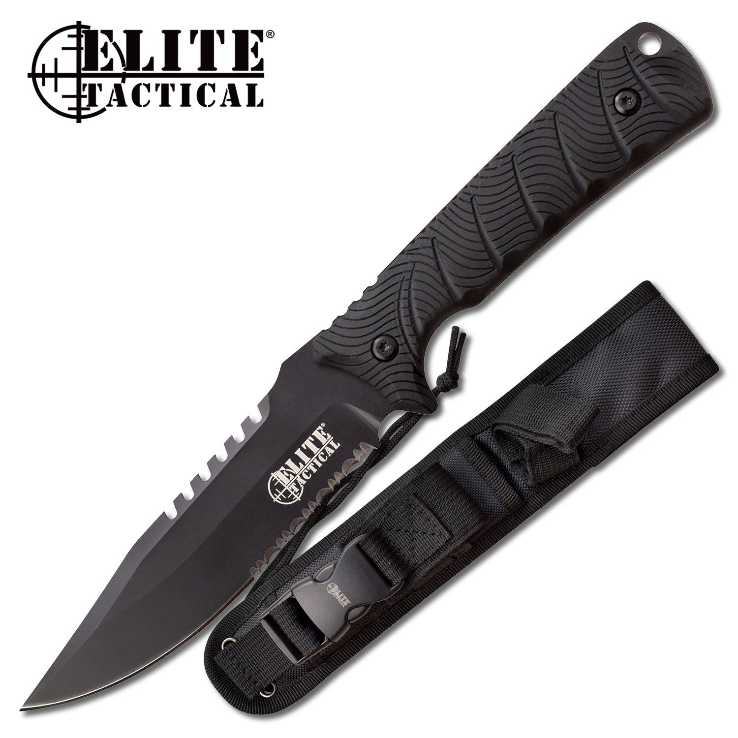 ELITE TACTICAL BACKDRAFT FIXED SERRATED 5" KNIFE