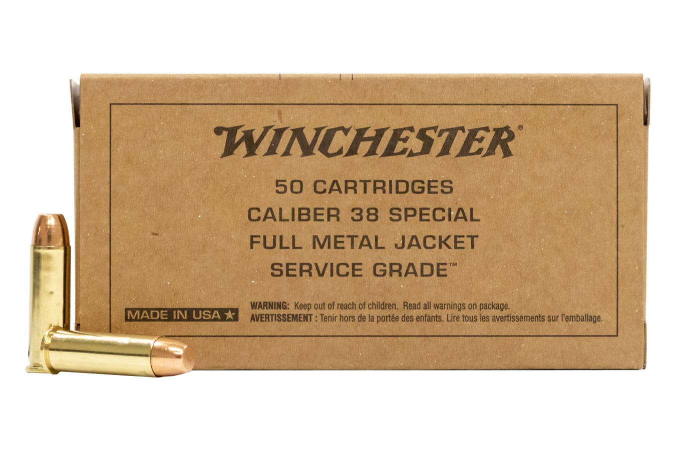 Winchester Service Grade 38 Special 130gr FMJ-FN - 50 Rounds