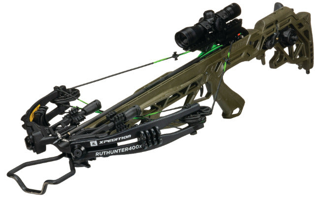 Xpedition Archery XACW1002 RUT HUNTER 400X Crossbow, OD Green, Composite Frame, w/ Accessories