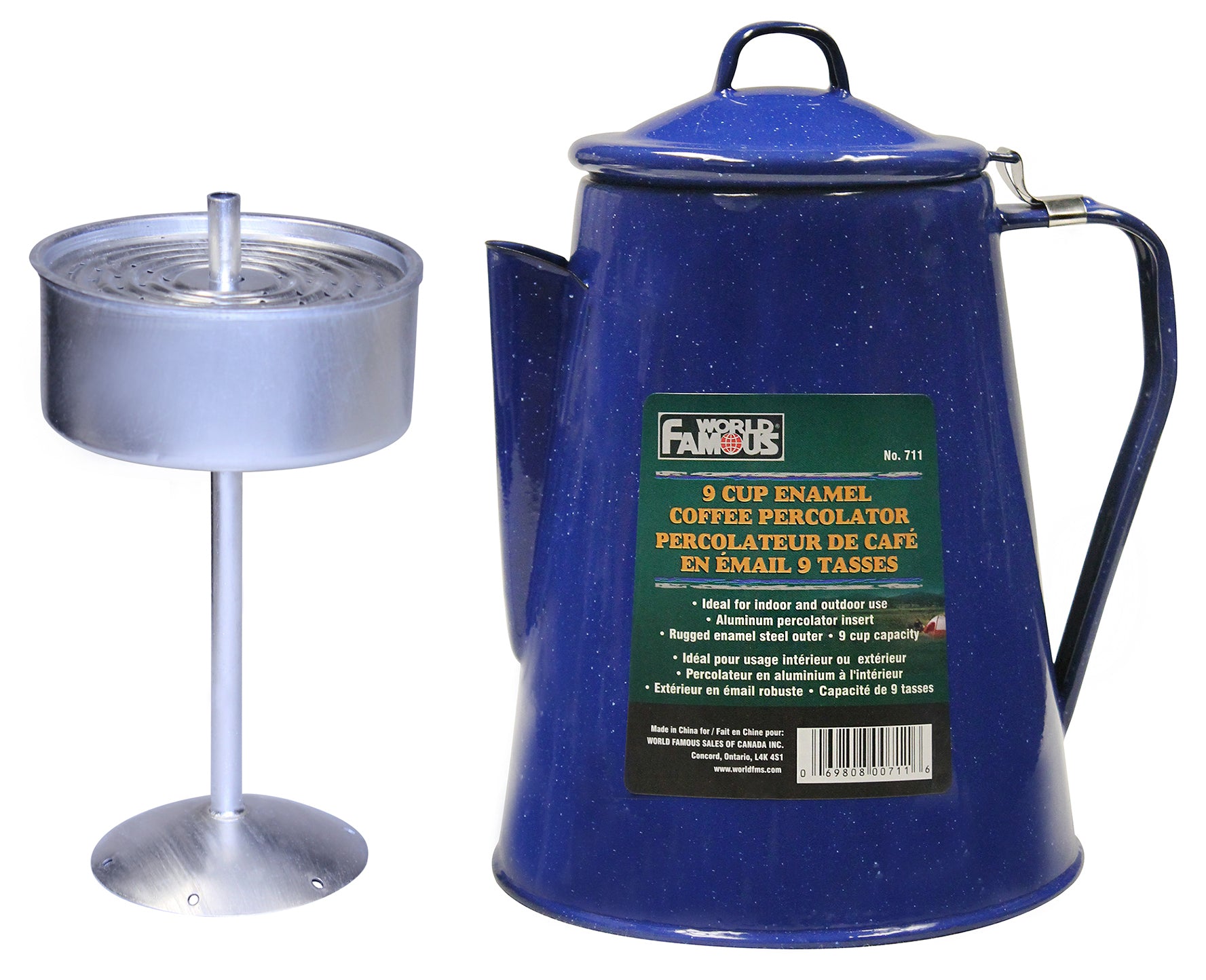 World Famous 711 Enamel Coffee Percolator 9 Cup Aluminum Percolator Insert