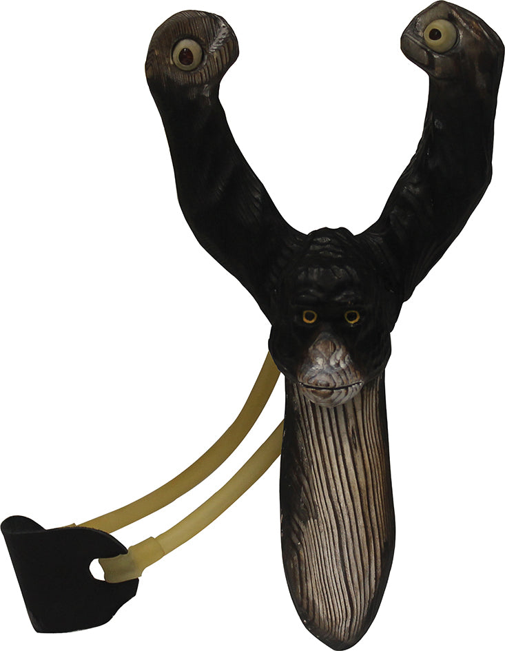 World Famous 2309 Wooden Slingshot with Hand-Carved Gorilla Head