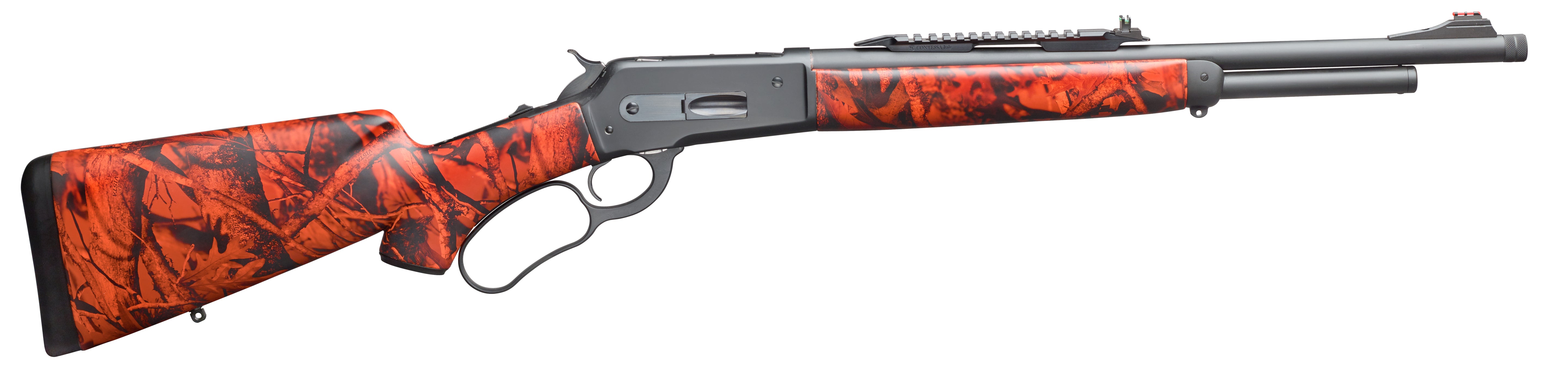 Davide Pedersoli 010M741457 86/71 Lever Action Boarbuster HV-1 Camo Rifle 45-70 Gov, 19 Bbl, Hi-Viz Stock in Silicon Grip film, 5 Rnds