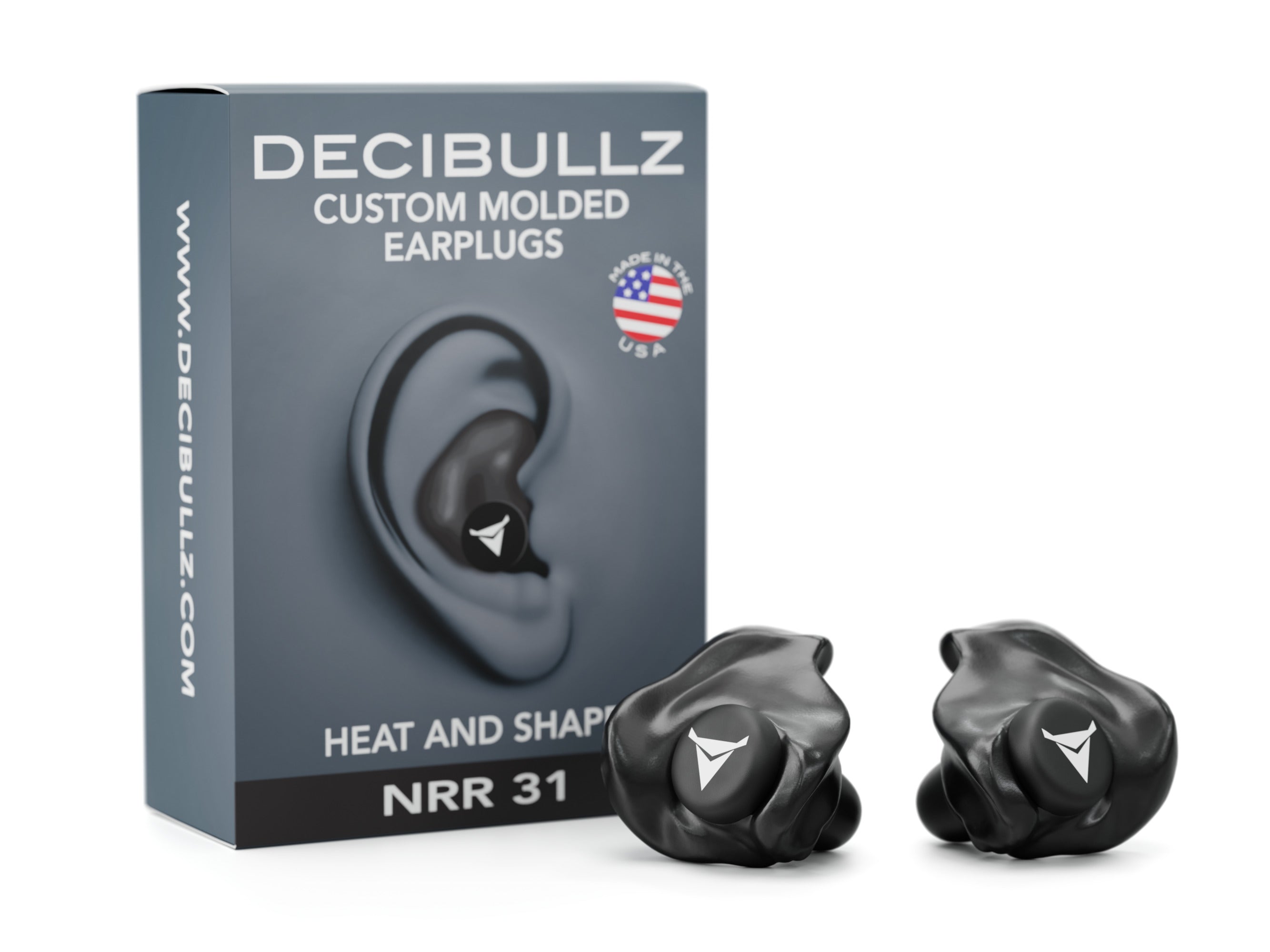 Decibullz CA-PLG1-BLK Custom Moldable Earplugs, NRR 31 Black