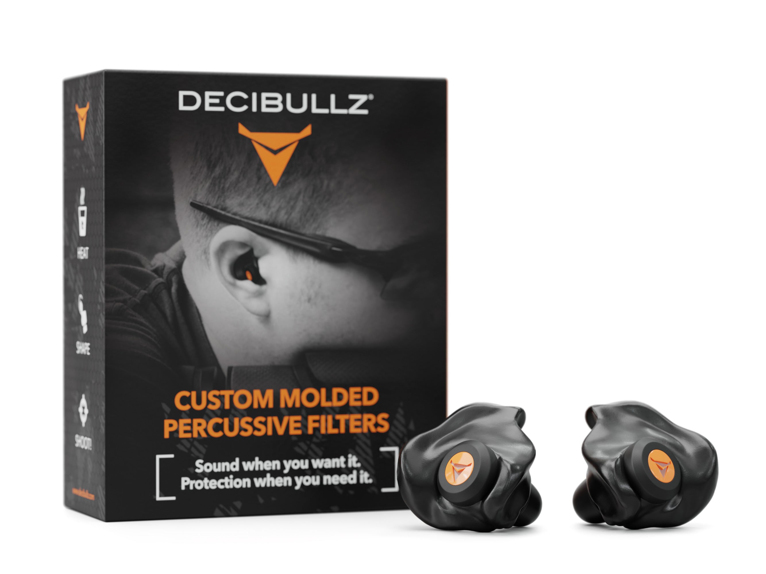 Decibullz FLTR-SHO-BLK Custom Moldable Shooting Filter Earplugs