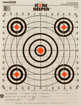 Champion ScoreKeeper 100 yd Rifle Sight-In Target – 12 Pack