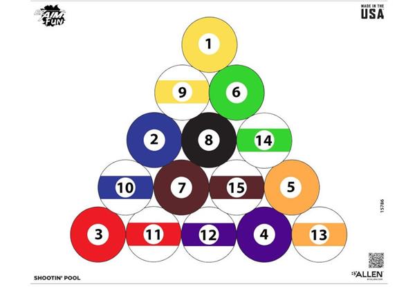 ALLEN EZ AIM FUN SHOOTIN' POOL PAPER TARGET 24" X 19" 4 PACK