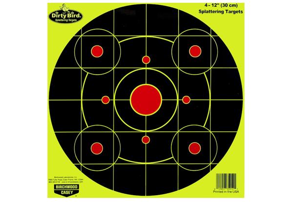 Birchwood Casey Dirty Bird 12" Yellow Round Sight-In Target - 4 Targets