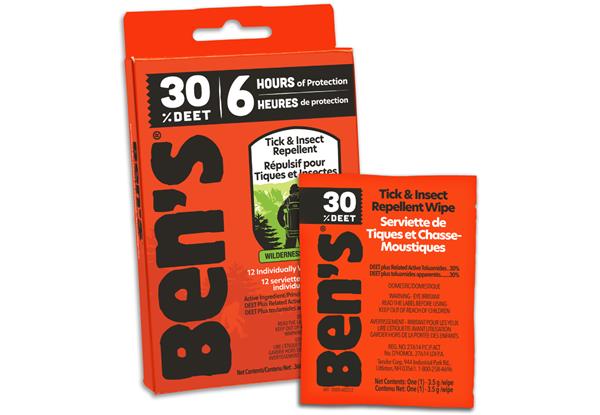 Ben's 30 Tick & Insect Repellent Wipes - 12 Pack