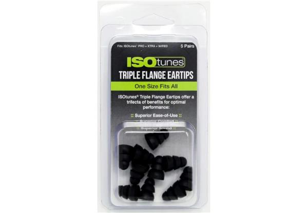 ISOtunes Silicone Triple-Flange Replacement Ear Tips (5 pairs/pk)