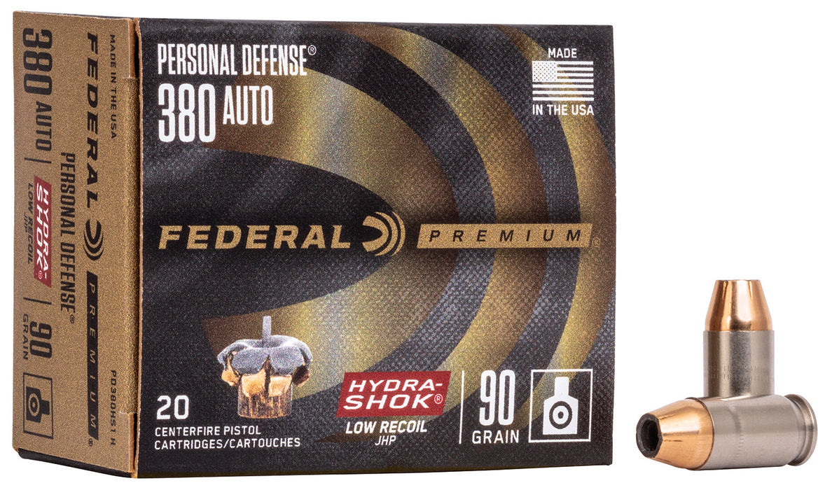 Federal Hydra-Shok 380 Auto 90GR JHP 20 Rd/box