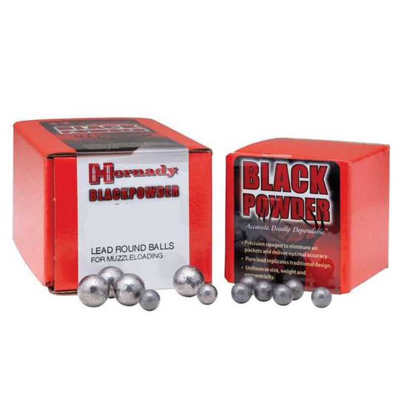 Hornady Black Powder Muzzleloading Projectiles Lead Round Ball .50 Caliber.490" Diameter Cold Swaged Pure Lead 100 Count