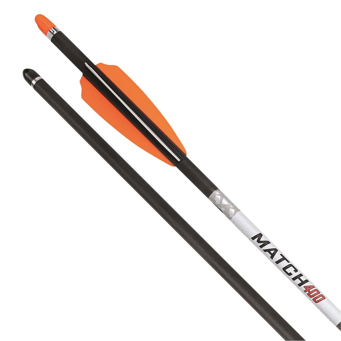 TenPoint Match 400 Carbon Arrows, 20", w/ Alpha-Nock HP .004" 3/Pk
